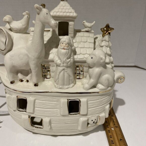 Noah’s Ark with Santa Accent Light Ivory Porcelain Holiday Christmas 8" JCPenney - Picture 13 of 16